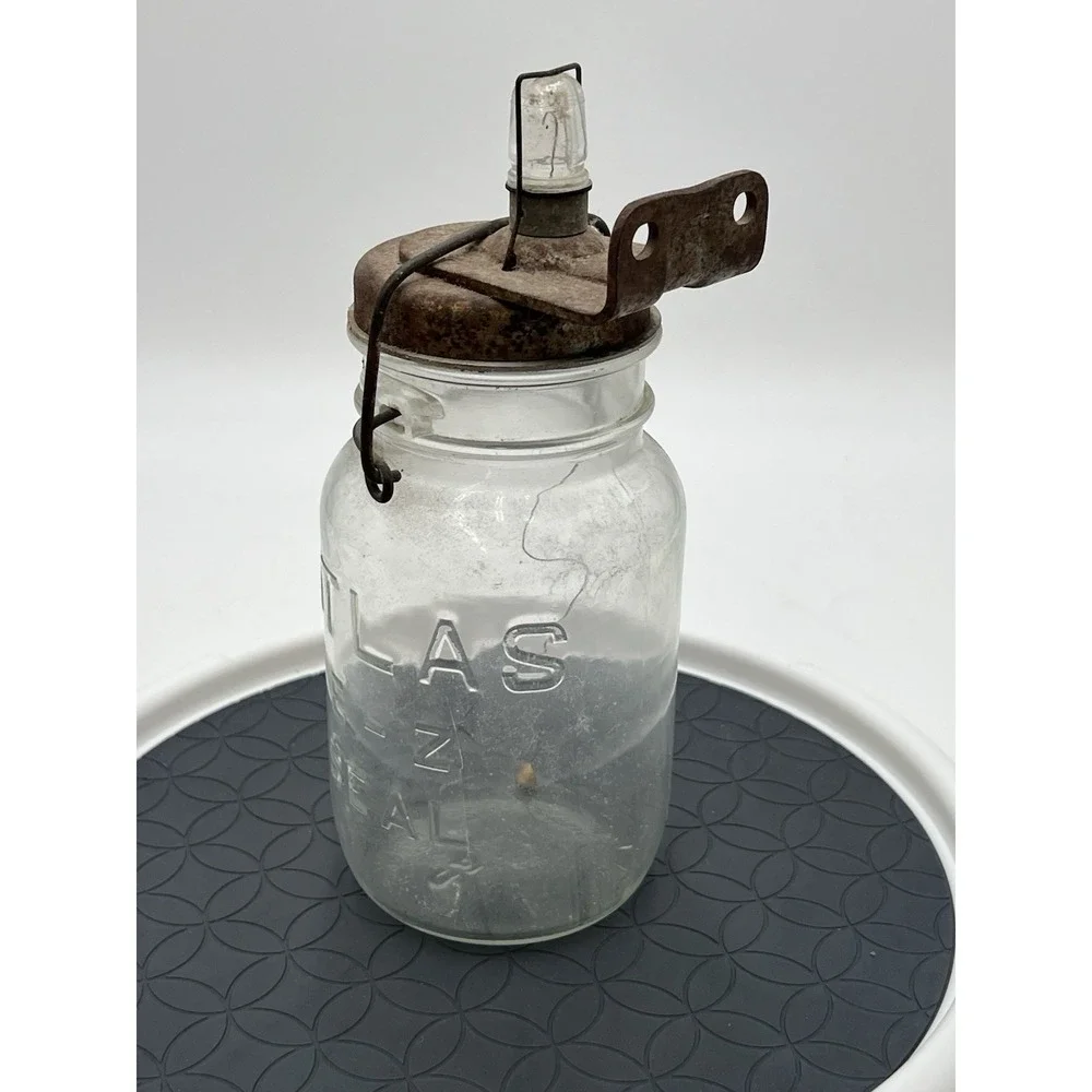 Antique White Automotive Products Atlas E-Z Seal Mason Jar Utility Wall Light